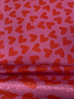 Heart Print Lurex Fabric by the Metre - Whotex Fabrics London