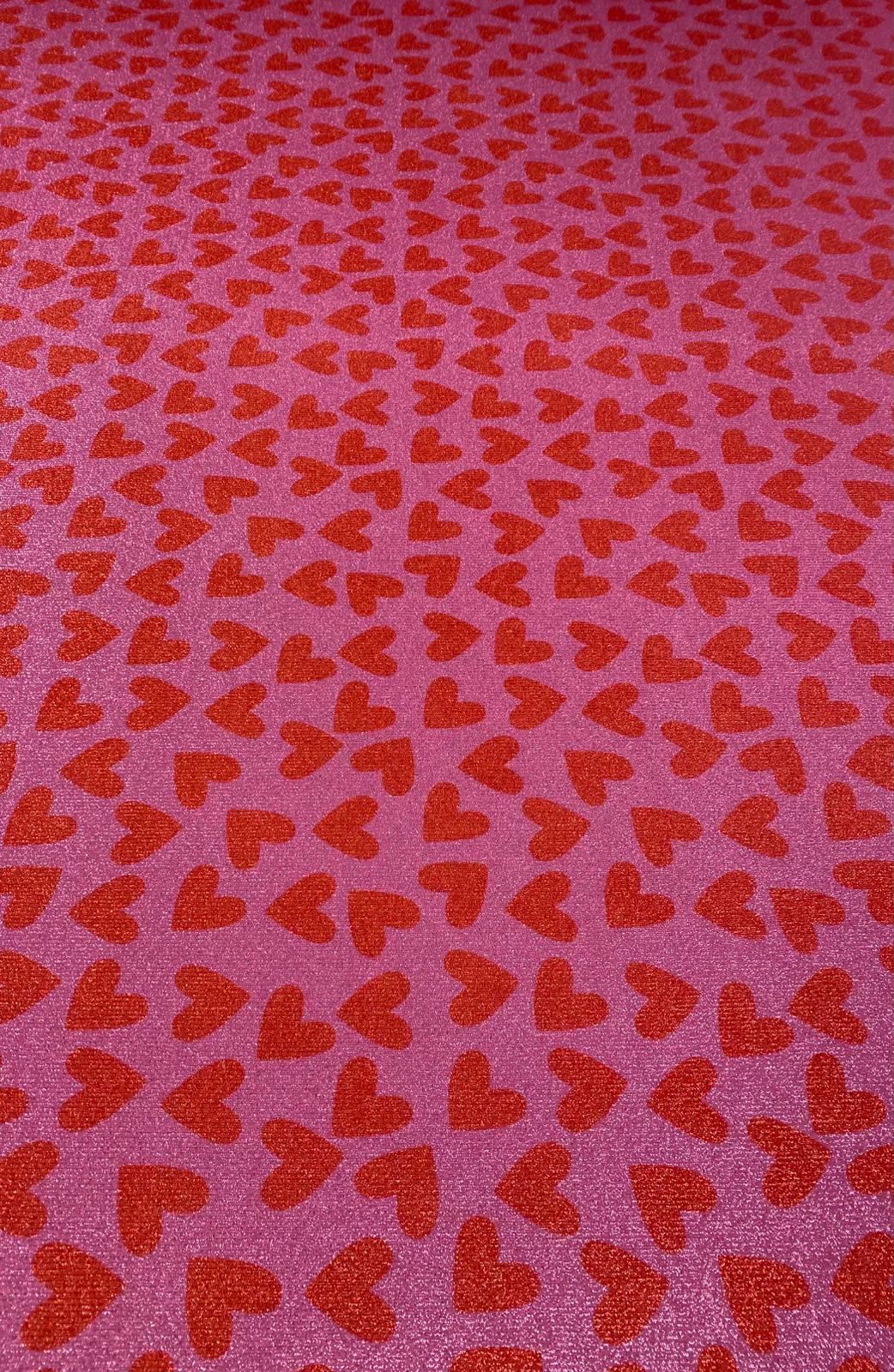 Heart Print Lurex Fabric by the Metre - Whotex Fabrics London
