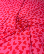 Heart Print Spandex Fabric by the Metre for Dresses - Whotex Fabrics London
