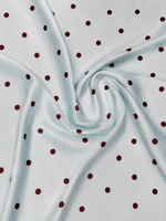Ice Blue with Burgundy Polka Dot Print Fabric by the Metre - Whotex Fabrics London