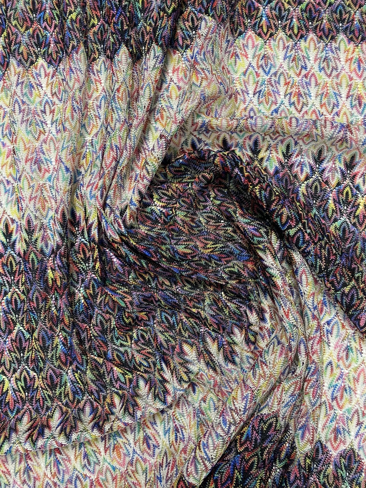 Iridescent Multicolour Mesh Knit Fabric by the Metre - Whotex Fabrics London
