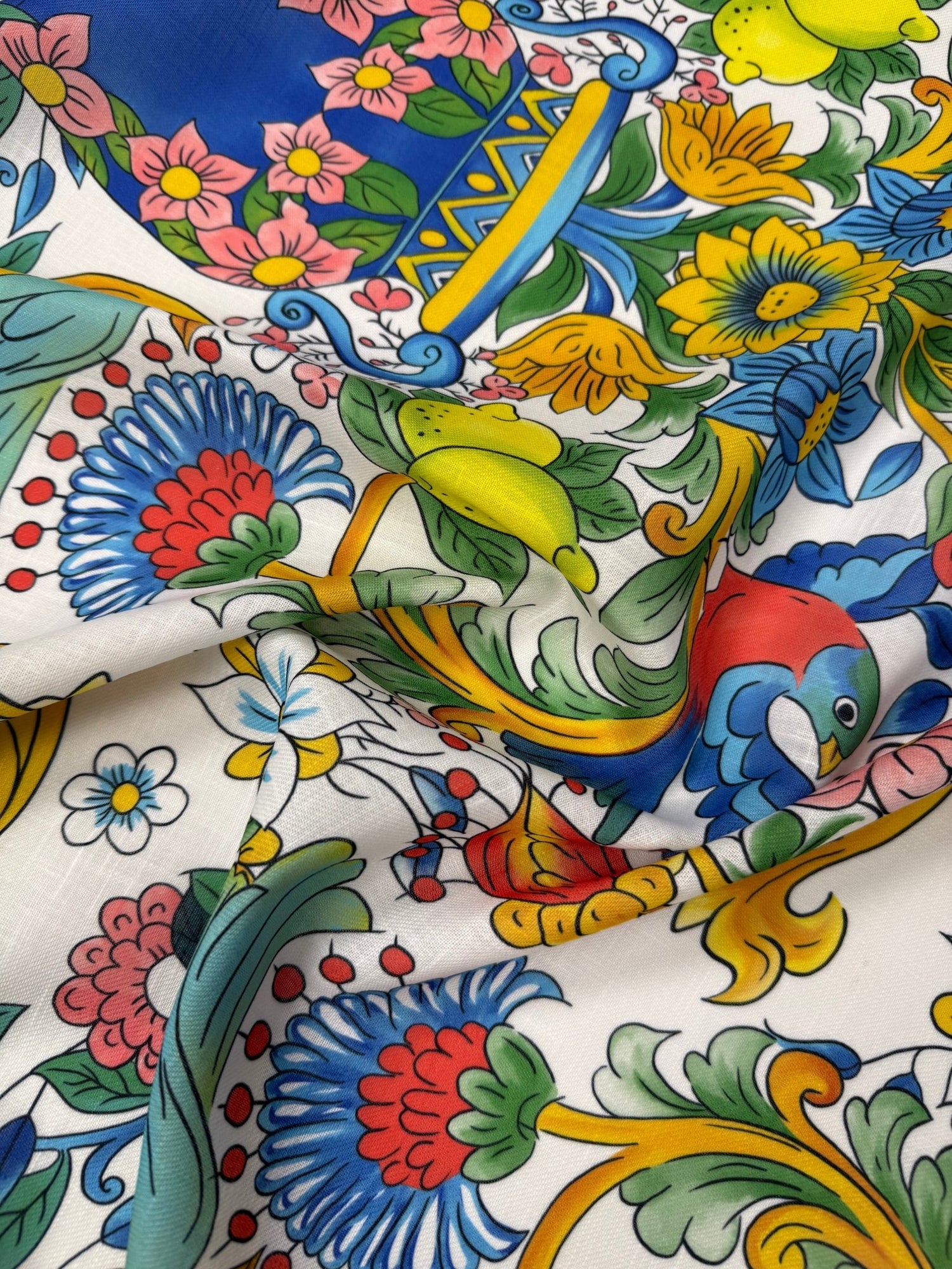 Italian Floral Lemon Pattern Fabric – Multiple Fabric Options, Sold by Metre - Whotex Fabrics London