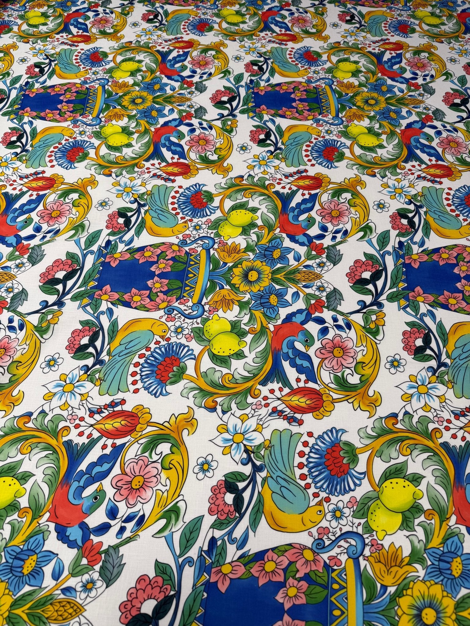 Italian Floral Lemon Pattern Fabric – Multiple Fabric Options, Sold by Metre - Whotex Fabrics London