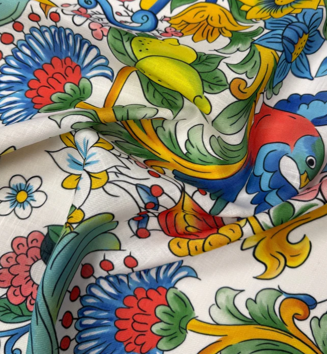 Italian Floral Lemon Pattern Fabric Sold by Metre - Whotex Fabrics London