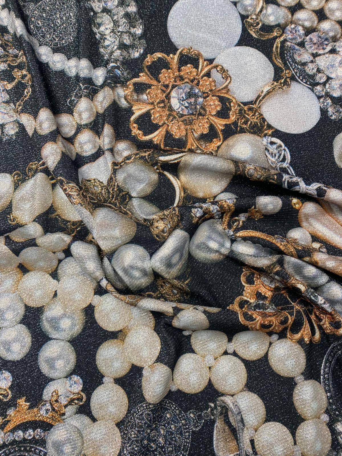Jewelled Lurex Fabric by the Metre - Whotex Fabrics London