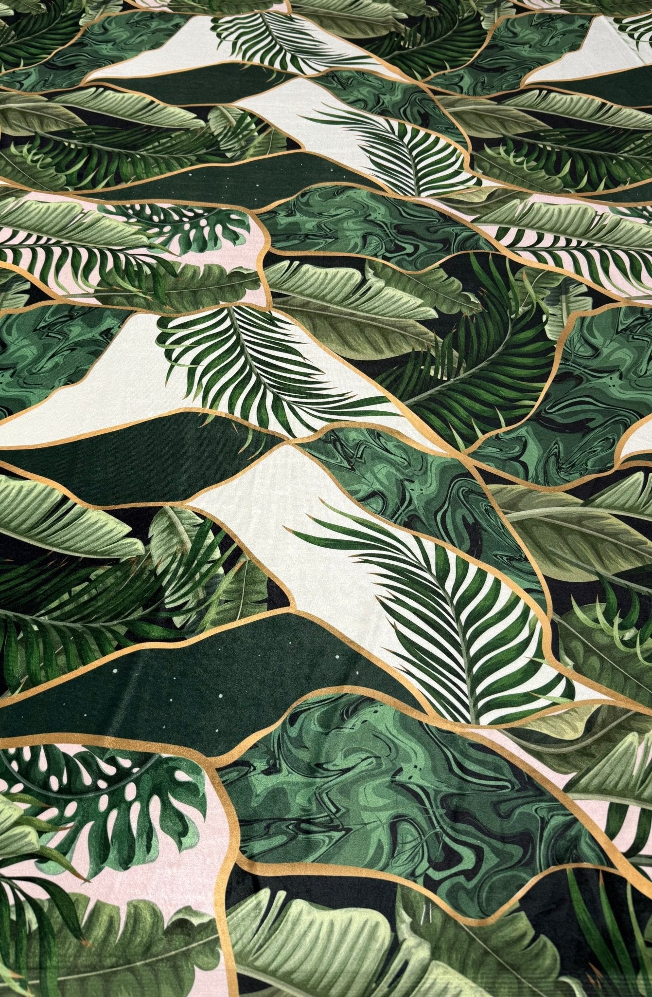 Leaf Pattern Stretch Velvet Fabric - Whotex Fabrics London