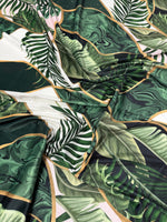 Leaf Pattern Stretch Velvet Fabric - Whotex Fabrics London