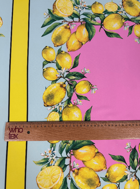 Lemon Border Print Fabric - Whotex Fabrics London