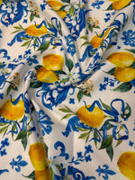 Lemon Floral Upholstery Fabric by the Metre - Whotex Fabrics London
