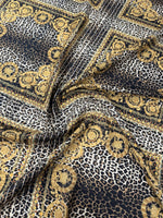Leopard Gold Baroque Patterned Crepe Fabric – Custom Printed Fabric, Choose Material by Metre - Whotex Fabrics London