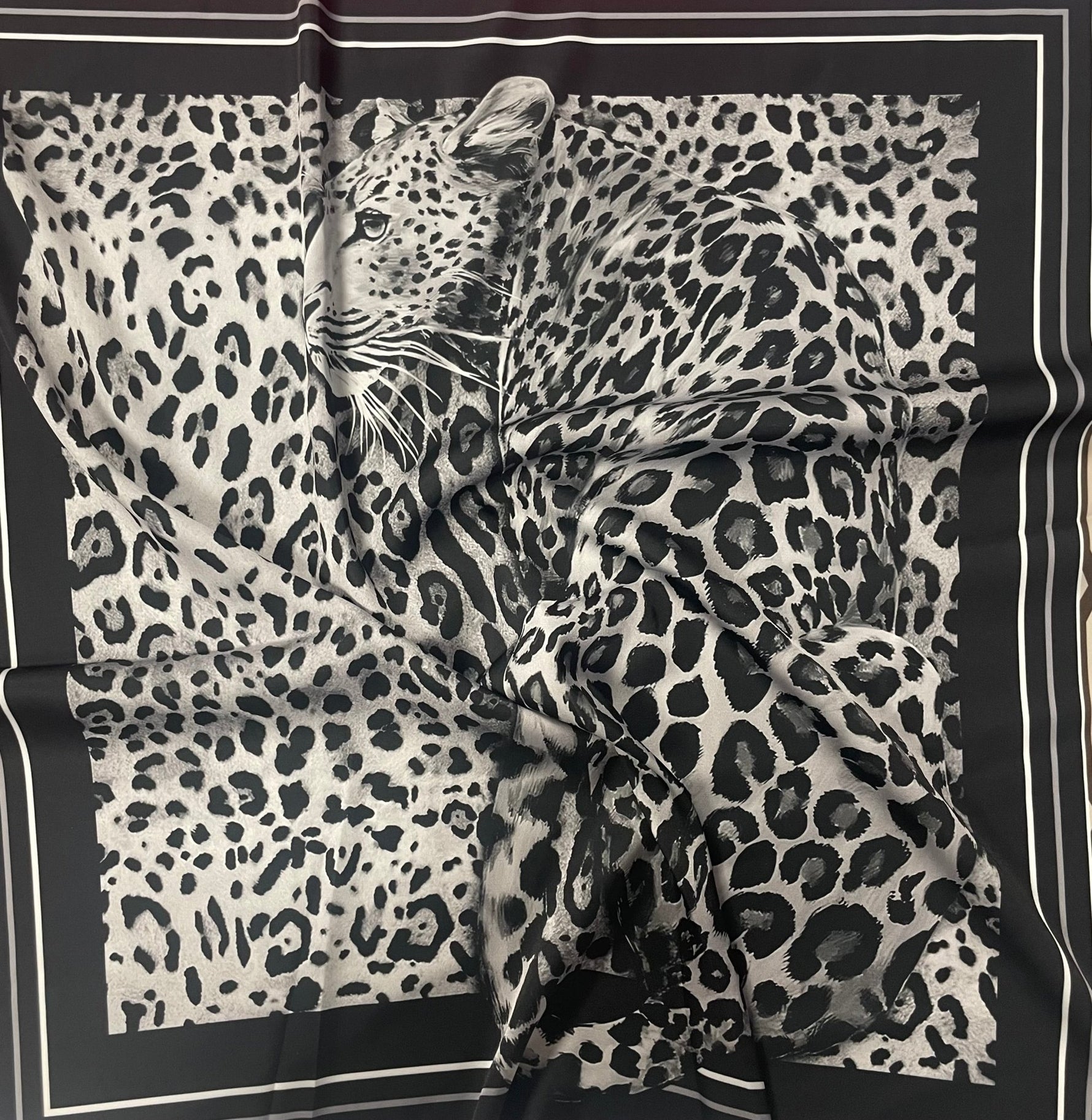 Leopard Panel Fabric – Black & White Animal Design by the Metre - Whotex Fabrics London