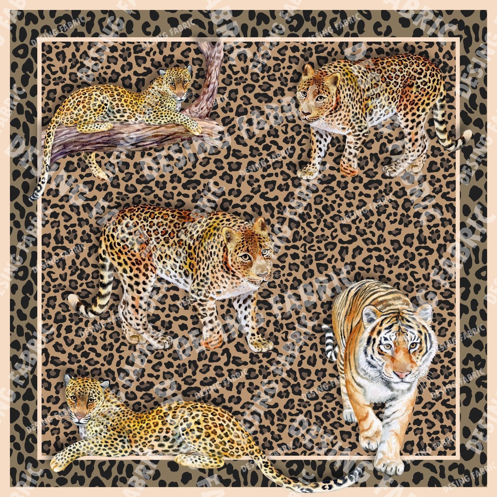 Leopard pattern fabric, Exotic Animal Print Crepe Fabric , Fabric by the yard, Panel Fabric 150*100cm // 1.64 * 1.09 yard // 39,37*59.05 inc - Whotex Online Fabric Store