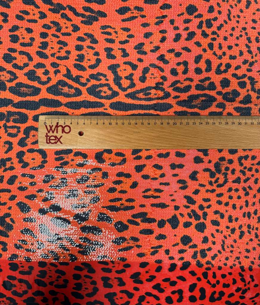 Leopard Print Sequin Fabric, 2 - Way Stretch Sequin Fabric By The Yard - Whotex Fabrics London