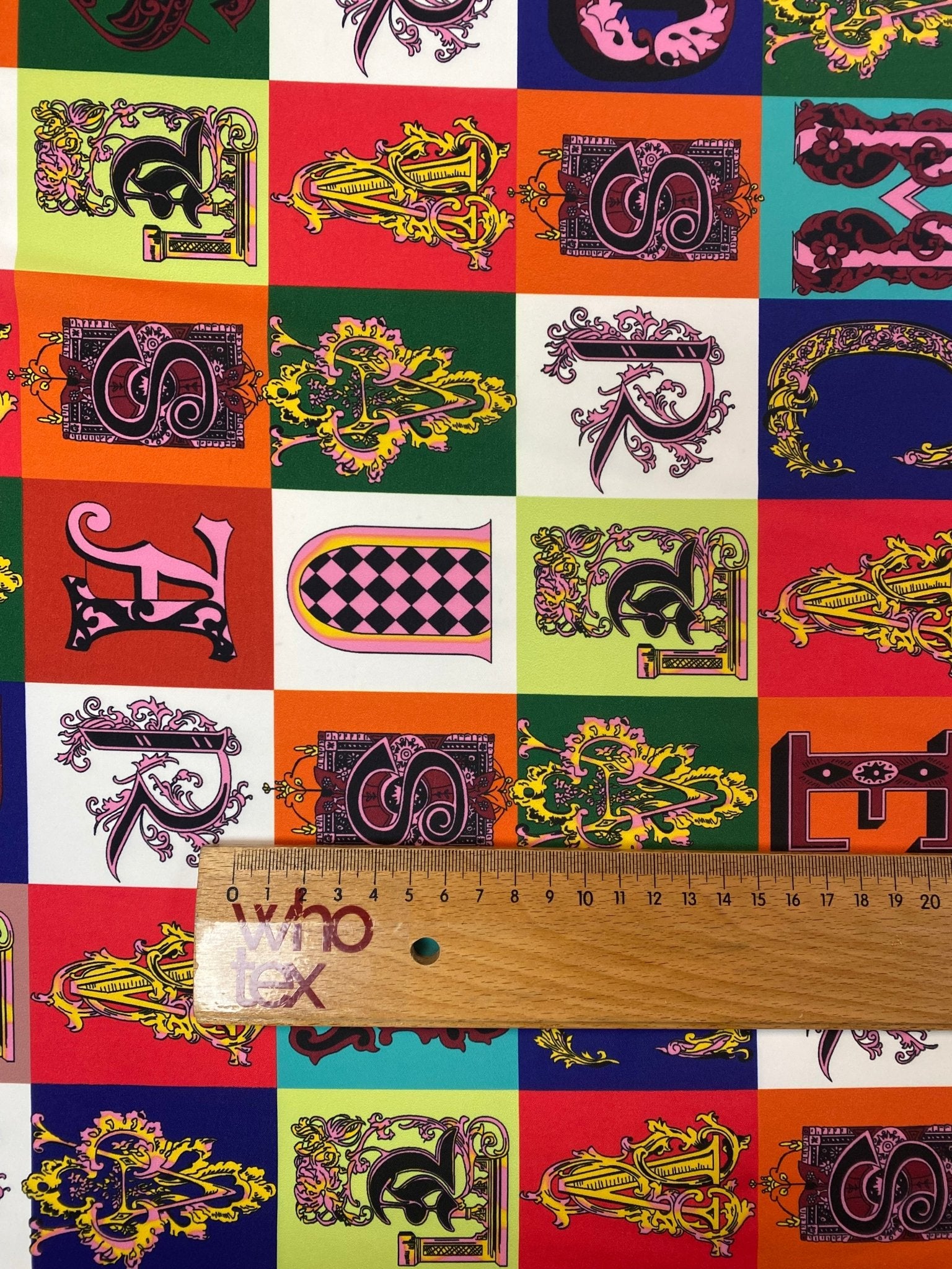 Letter Print Cotton Fabric By Metre - Whotex Fabrics London