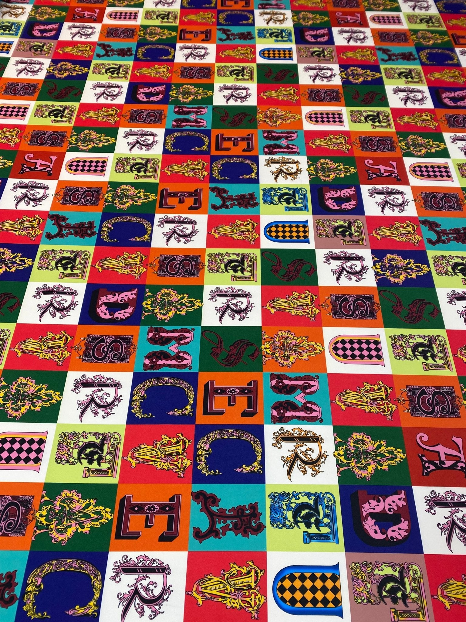 Letter Print Cotton Fabric By Metre - Whotex Fabrics London