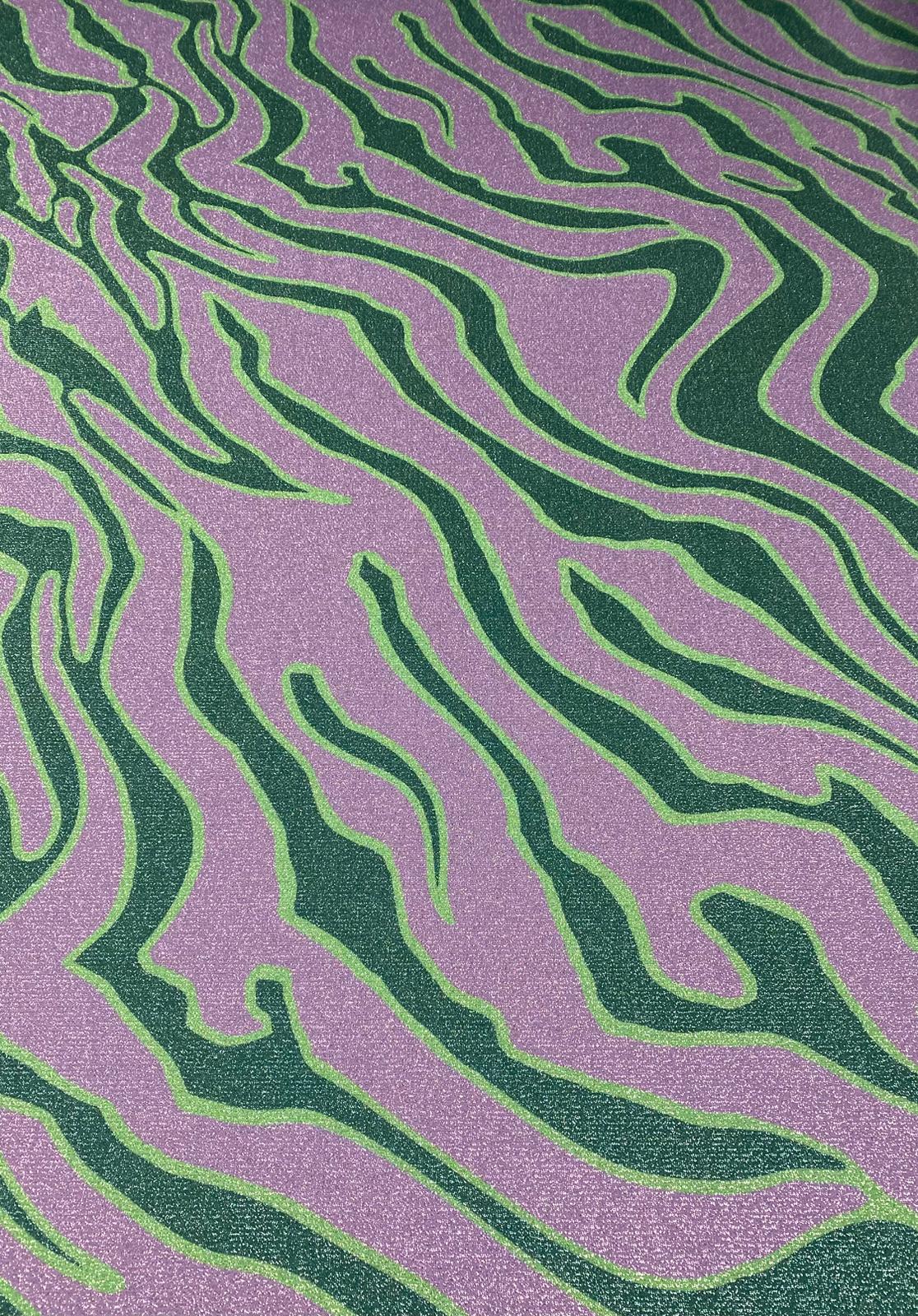 Lilac Green Shimmer Print Lurex Fabric by the Metre - Whotex Fabrics London