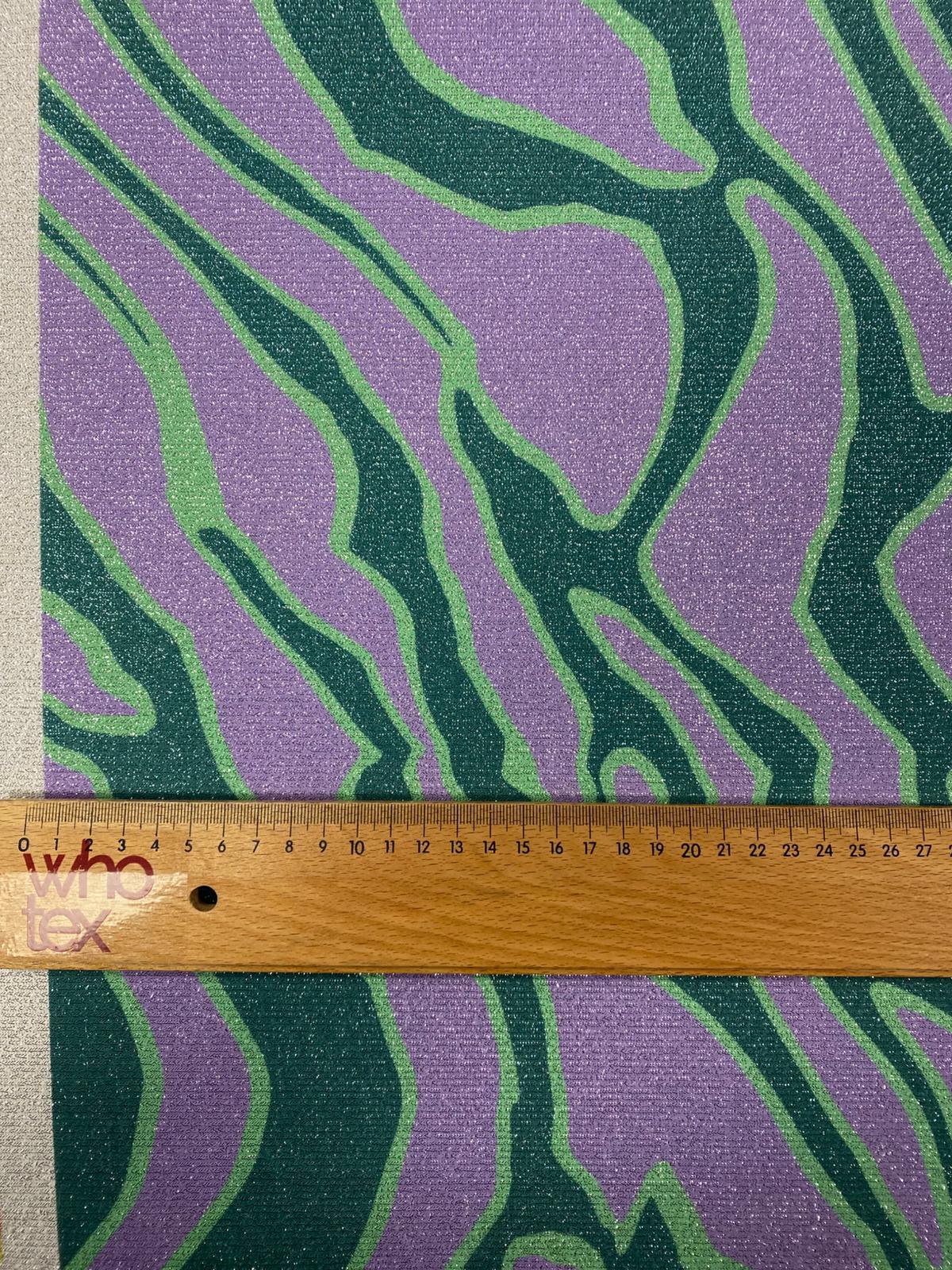 Lilac Green Shimmer Print Lurex Fabric by the Metre - Whotex Fabrics London