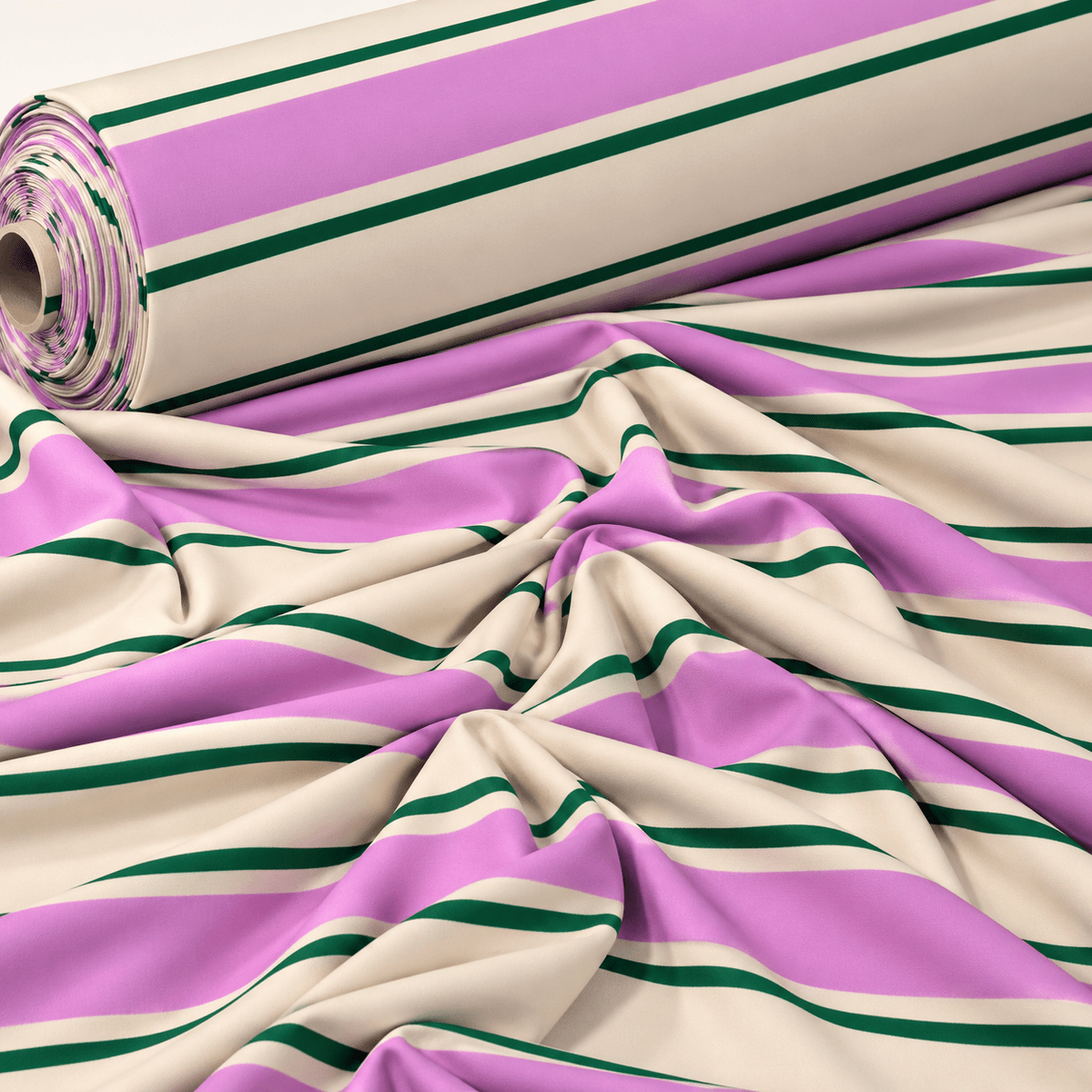 Lilac & Green Striped Fabric by the Metre - Whotex Fabrics London