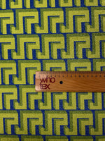 Lime Blue Geometric Lurex Fabric by the Metre - Whotex Fabrics London