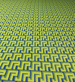 Lime Blue Geometric Lurex Fabric by the Metre - Whotex Fabrics London