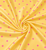 Lime Green with Pink Polka Dot Satin Fabric by the Metre - Whotex Fabrics London