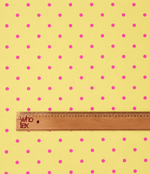 Lime Green with Pink Polka Dot Satin Fabric by the Metre - Whotex Fabrics London