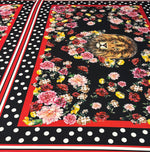 Lion Floral Print Crepe Fabric by the Metre - Whotex Fabrics London