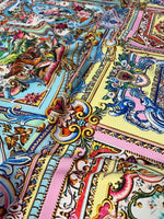 Luxury Baroque Fabric with multicolor floral and tiger ornamental print in rich decorative patterns