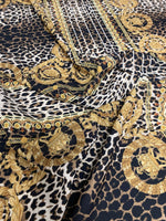 Luxury Baroque Leopard Crepe Fabric by the Metre - Whotex Fabrics London