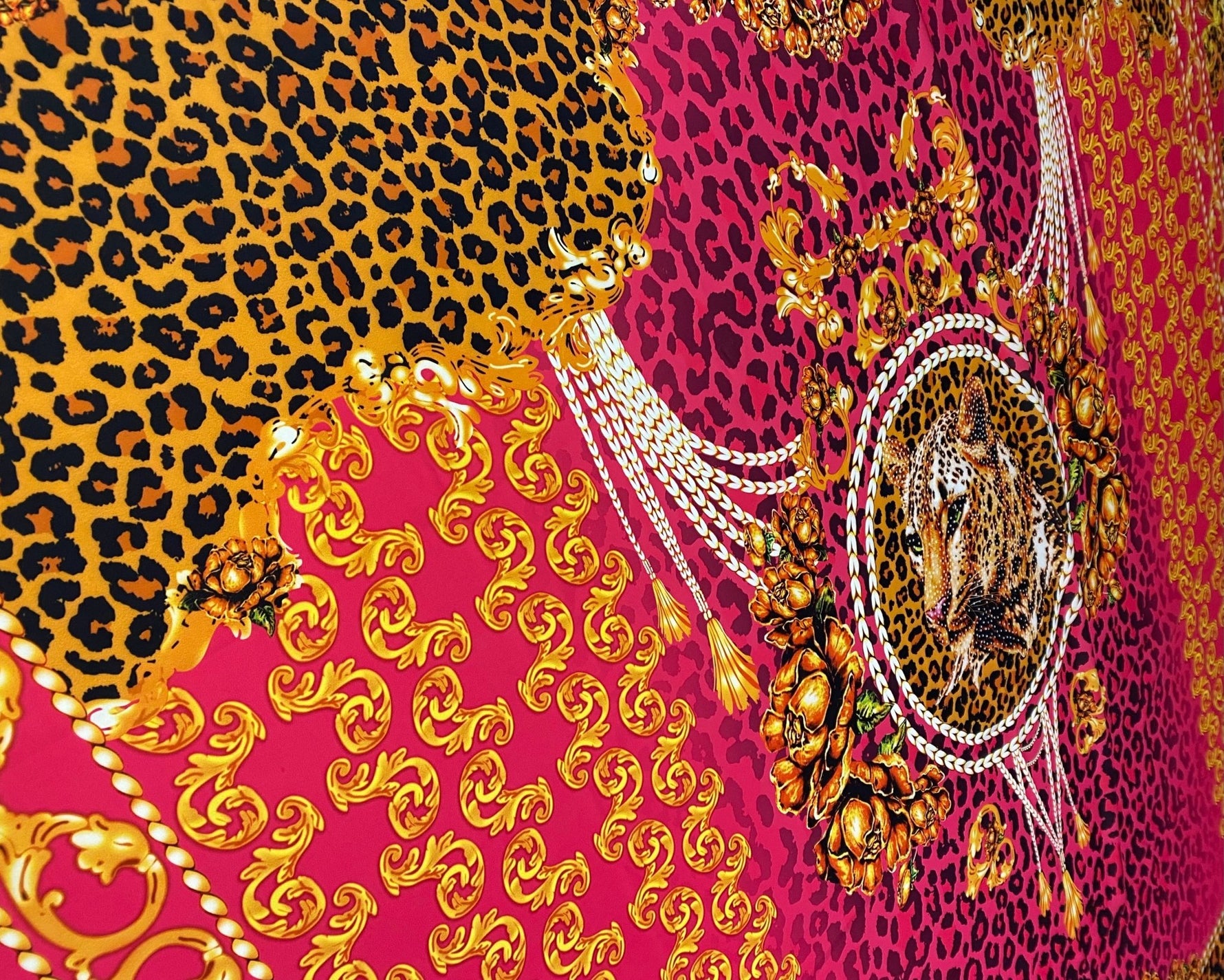 Luxury Baroque Leopard Print Fabric by the Metre - Whotex Fabrics London