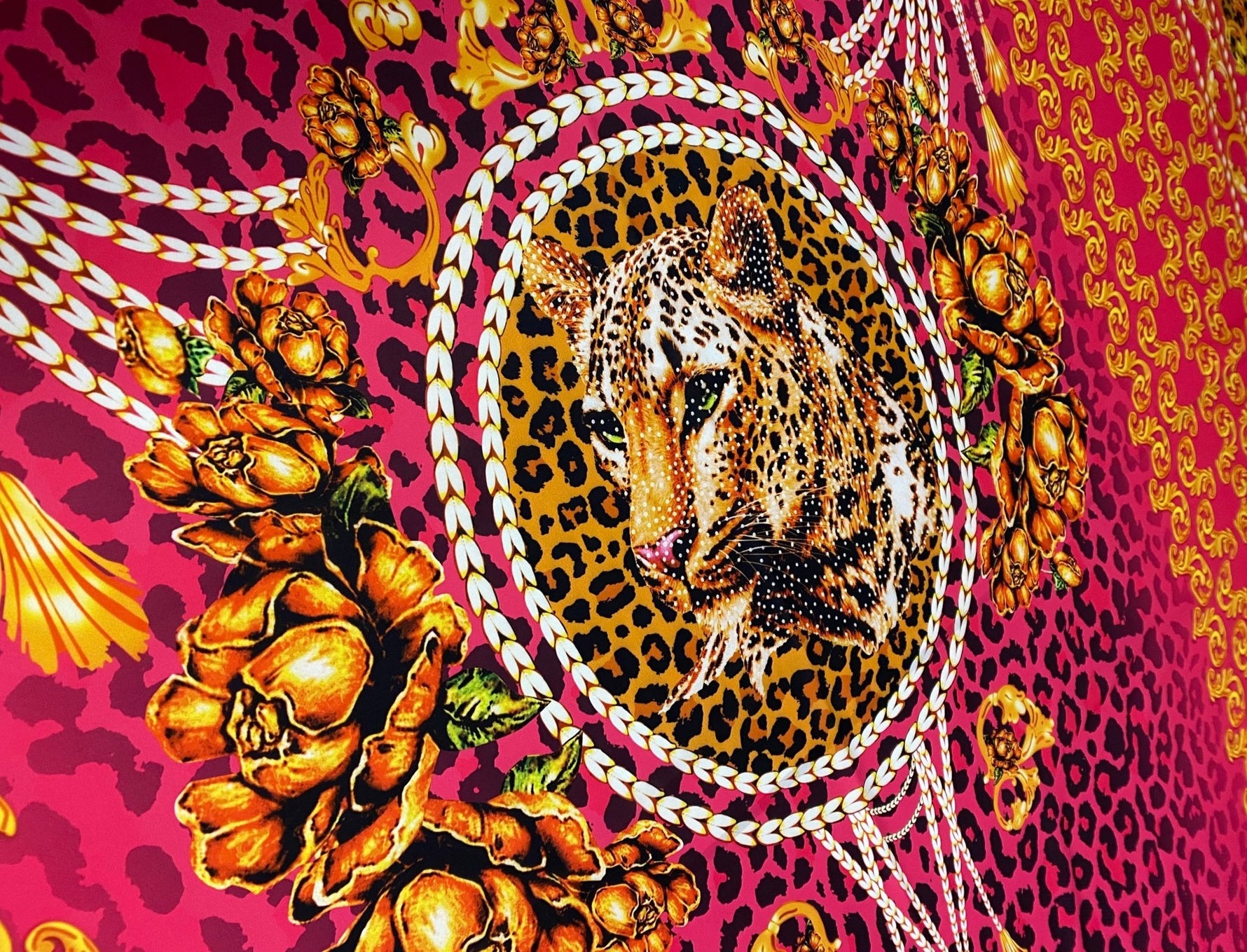 Luxury Baroque Leopard Print Fabric by the Metre - Whotex Fabrics London