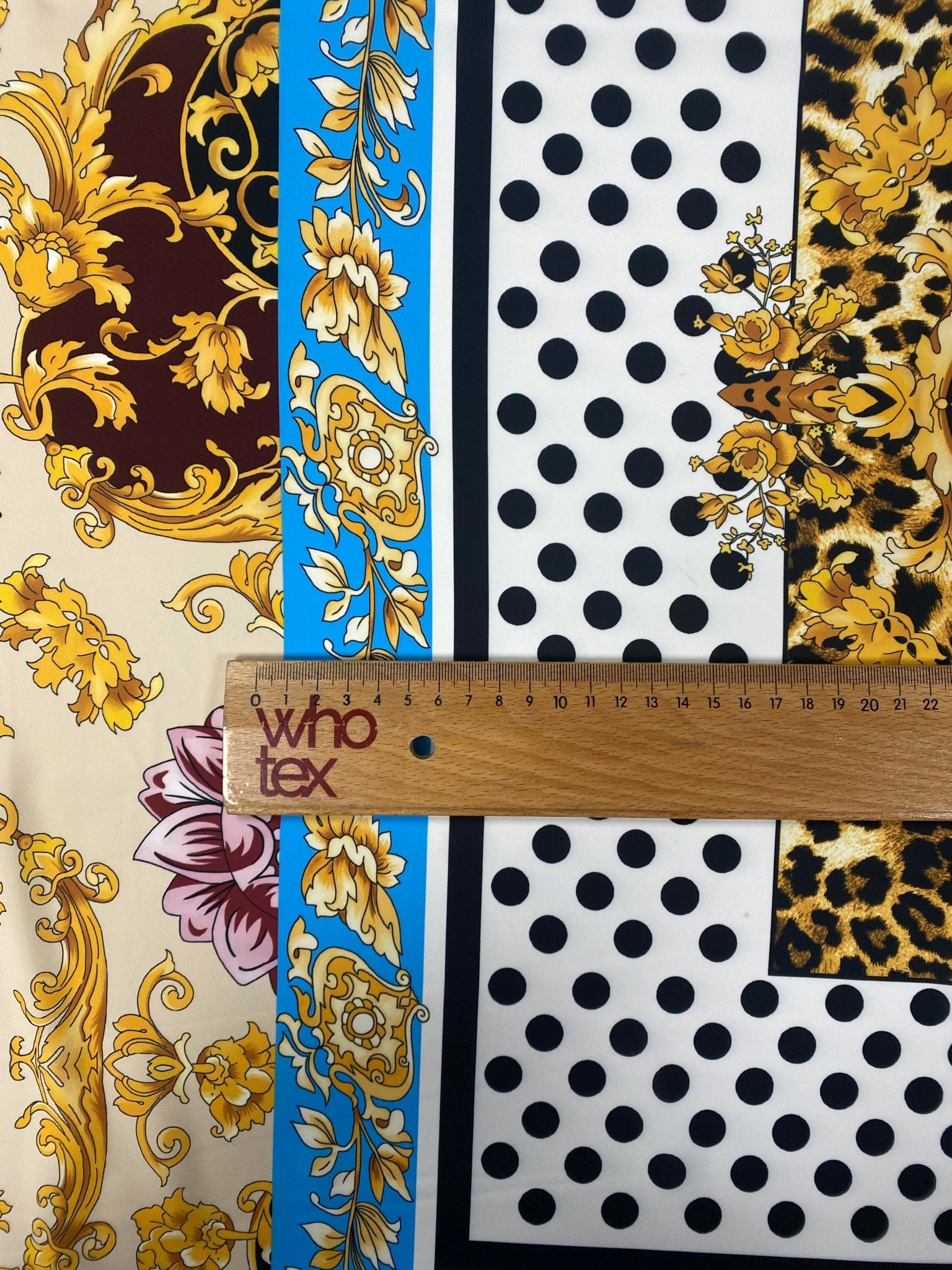 Luxury Baroque Leopard Print Fabric with Polka Dots by Metre - Whotex Fabrics London