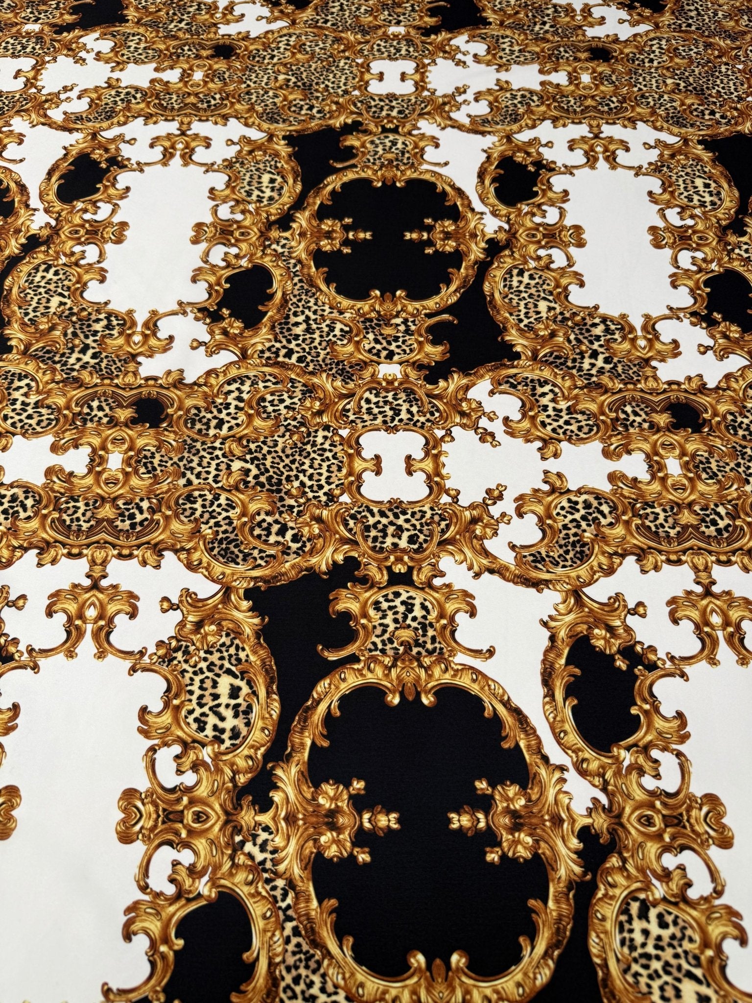 Luxury Baroque Moss Crepe Fabric by the Metre - Whotex Fabrics London