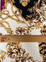 Luxury Baroque Zebra Chain Fabric – Burgundy and Gold Pattern on Soft Material - Whotex Online Fabric Store