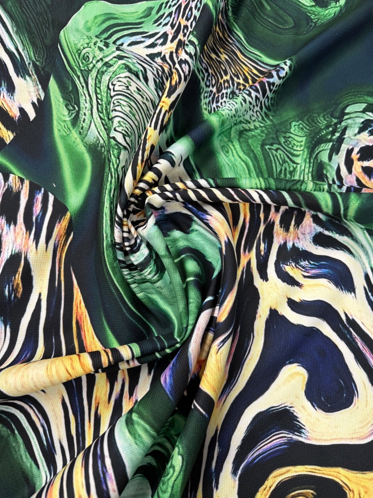 Luxury Green Leopard Print Fabric Sold by Metre - Whotex Fabrics London