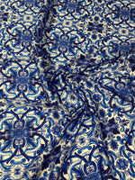 Majolica Blue White Swirl Fabric by Metre - Whotex Fabrics London