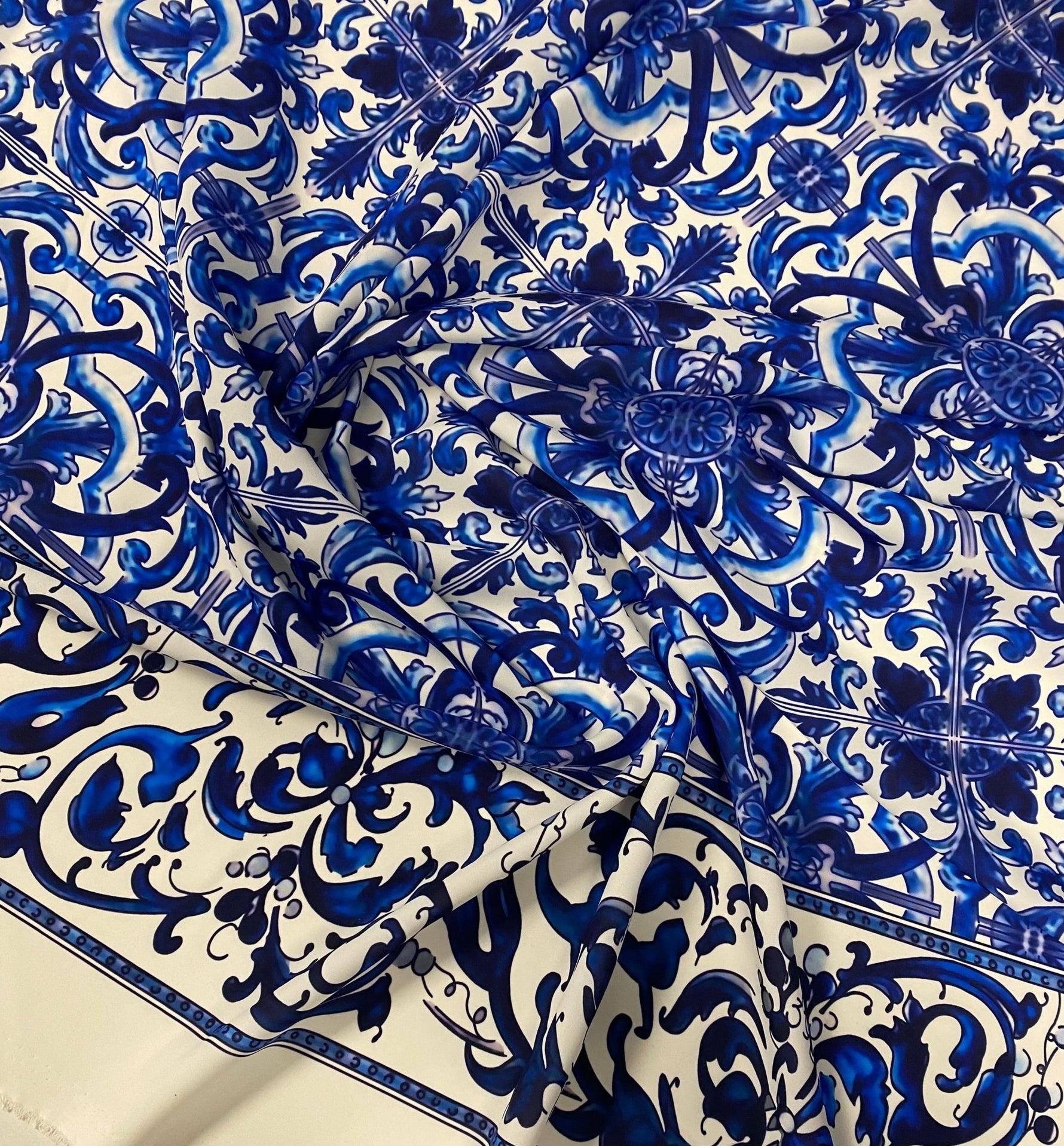 Majolica Blue White Swirl Fabric – Fabric by Metre, Multiple Options for Sewing & Dressmaking - Whotex Online Fabric Store