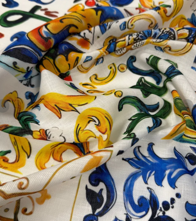 Majolica Pattern Fabric By Metre - Whotex Fabrics London