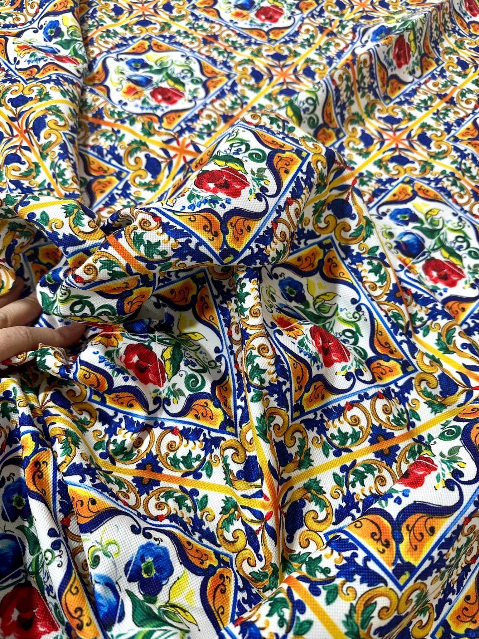 Majolica Pattern Fabric, Digital Print Luxury Fabric - Whotex Online Fabric Store