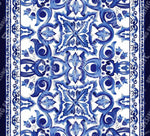 Majolica Pattern Linen Fabric, Blue and white Fabric - Whotex Online Fabric Store