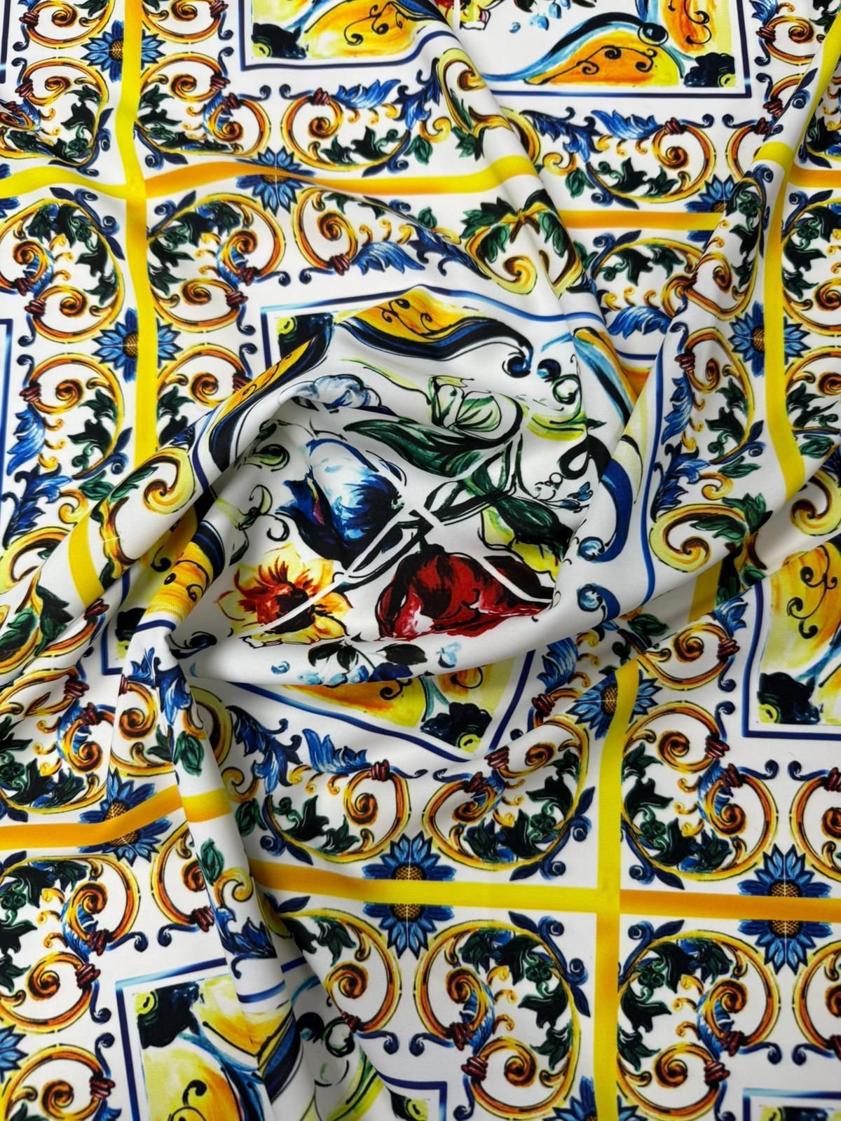Majolica Pattern Luxury Fabric by Metre - Whotex Fabrics London