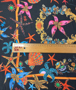 Marine Print Satin Fabric by the Metre - Whotex Fabrics London