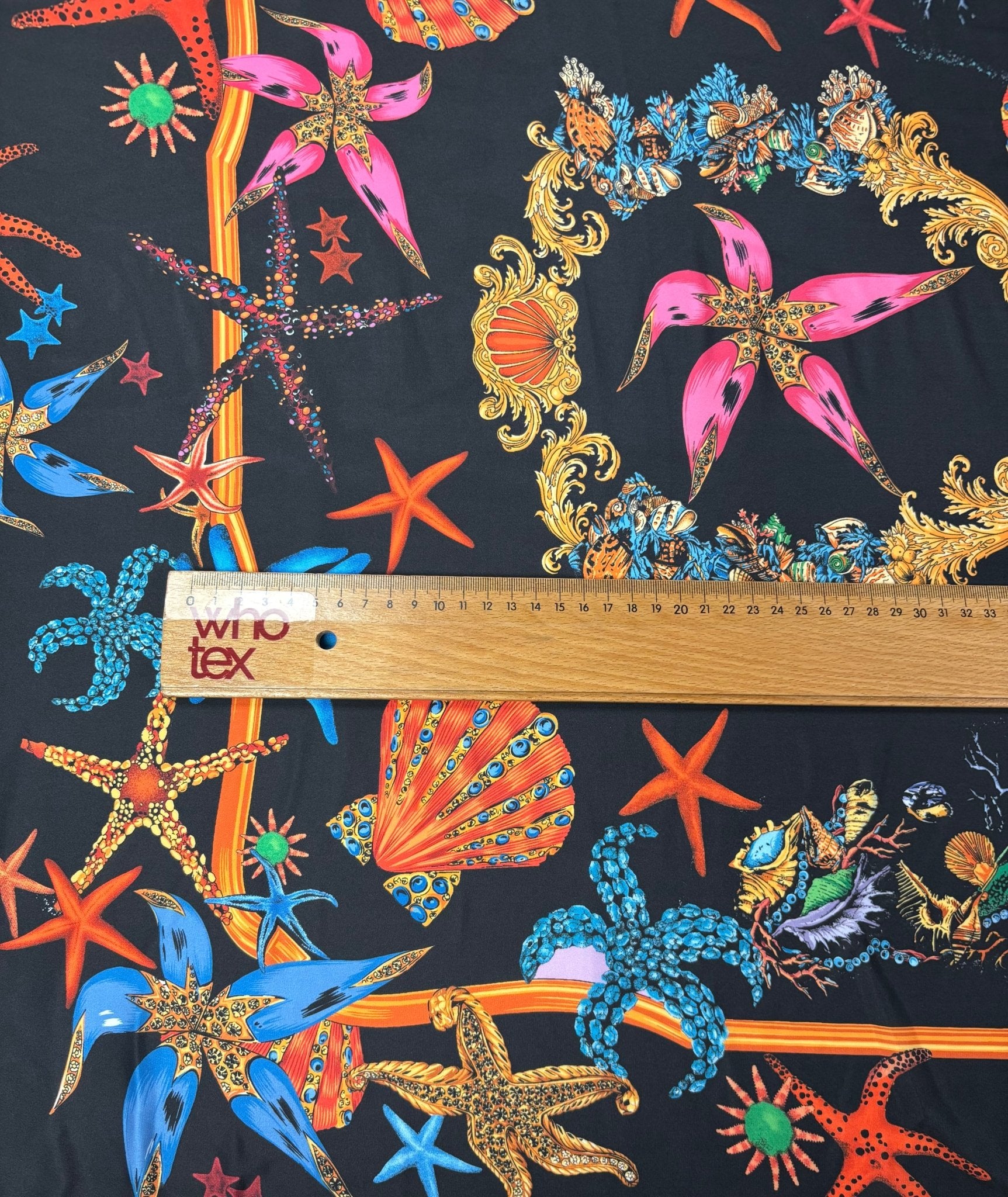 Marine Print Satin Fabric by the Metre - Whotex Fabrics London