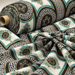 Medallion Border Satin Fabric by the Metre - Whotex Fabrics London