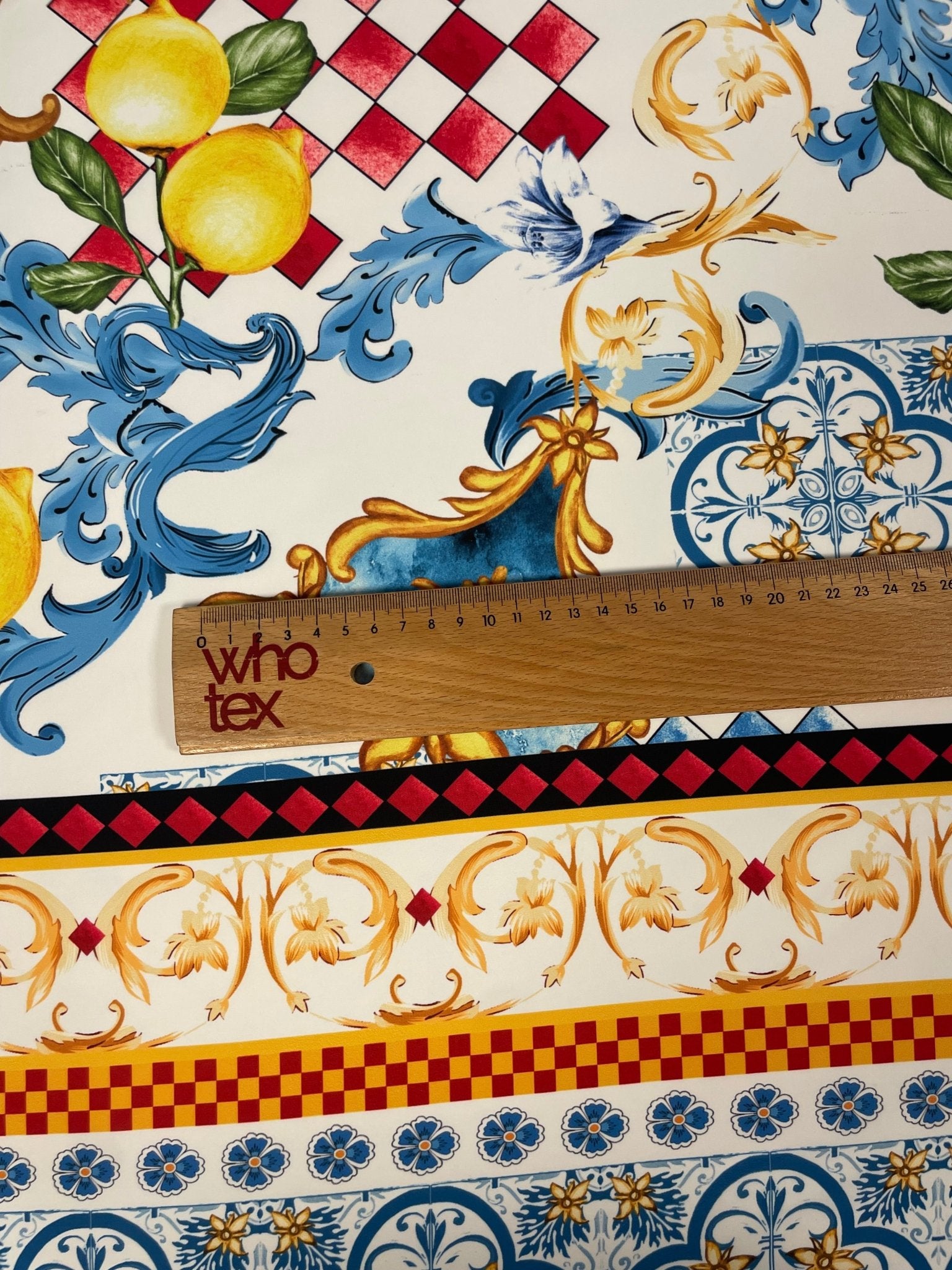Mediterranean Lemon & Tile Print Crepe Fabric by the Metre – Dressmaking - Whotex Online Fabric Store