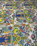 Mediterranean Print Lurex Fabric by the Metre - Whotex Fabrics London