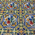 Mediterranean Tile Print Lurex Fabric with Shine by the Metre - Whotex Fabrics London