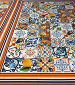 Mediterranean Tile Print Upholstery Fabric by the Metre - Whotex Fabrics London