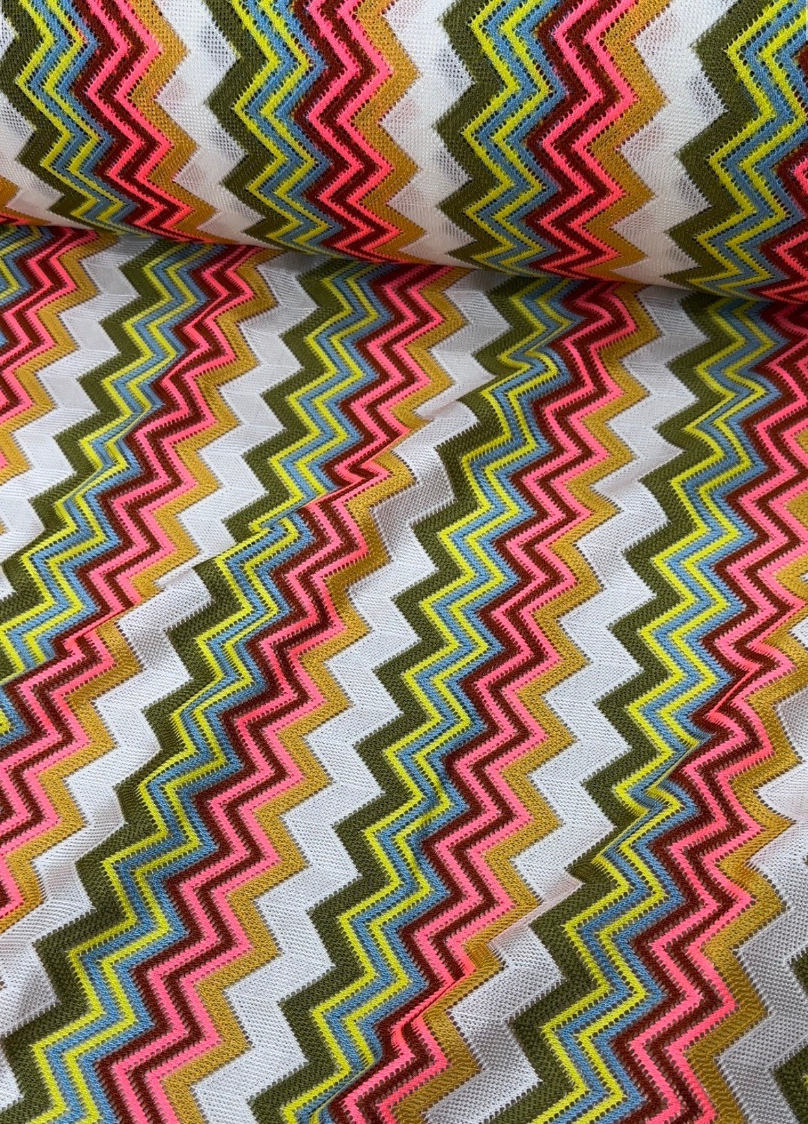 Mesh Fabric, Multicolor Zigzag Knit Jersey Fabric - Whotex Online Fabric Store