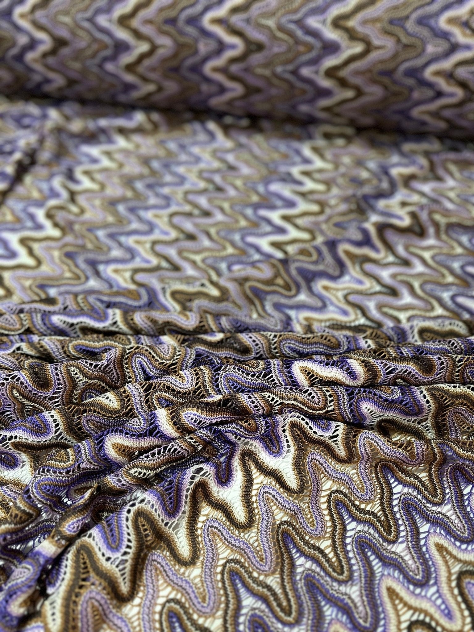 Mesh Fabric, Purple Brown Zigzag Knit Jersey Fabric - Whotex Online Fabric Store